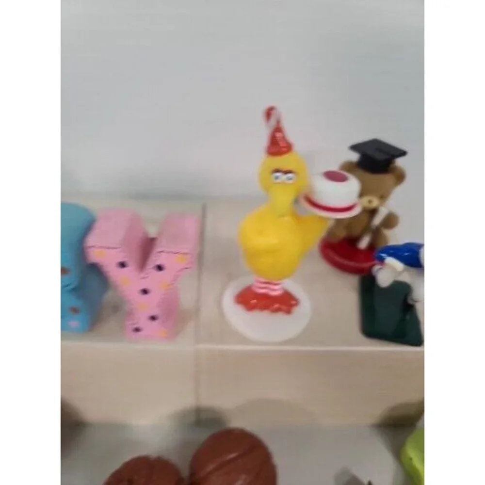Vintage LOT of 40+ pcs. Hard Plastic Big Bird,golf,baby, Barbie, Bears,balls....
